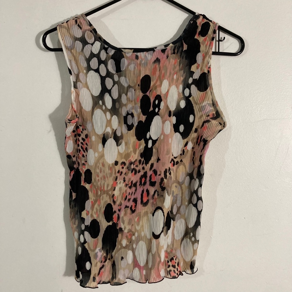 Nicola Pleated Top Kids XL Pink Black Leopard Polka Dot Sleeveless Y2K - Picture 7 of 7